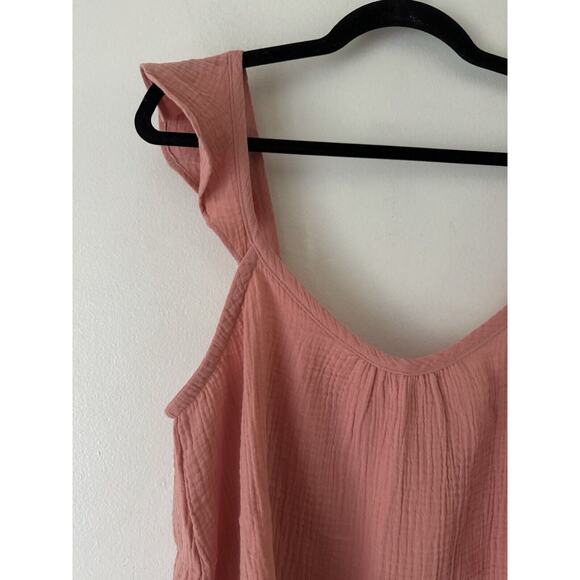 NWT Marine Layer Jude Flutter Sleeve Crepe Knit Rosette Pink Tank Top Size XL - Picture 6 of 9